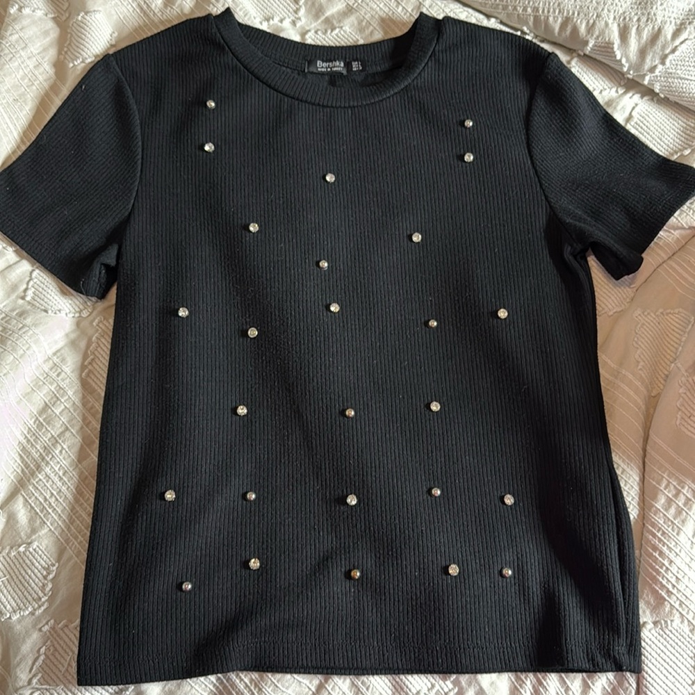 Bershka ribbed top with studs